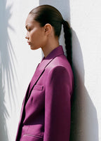 Blazer Costume Croisé Lin Mélangé