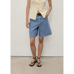 Bermuda En Jean Droit Taille Haute