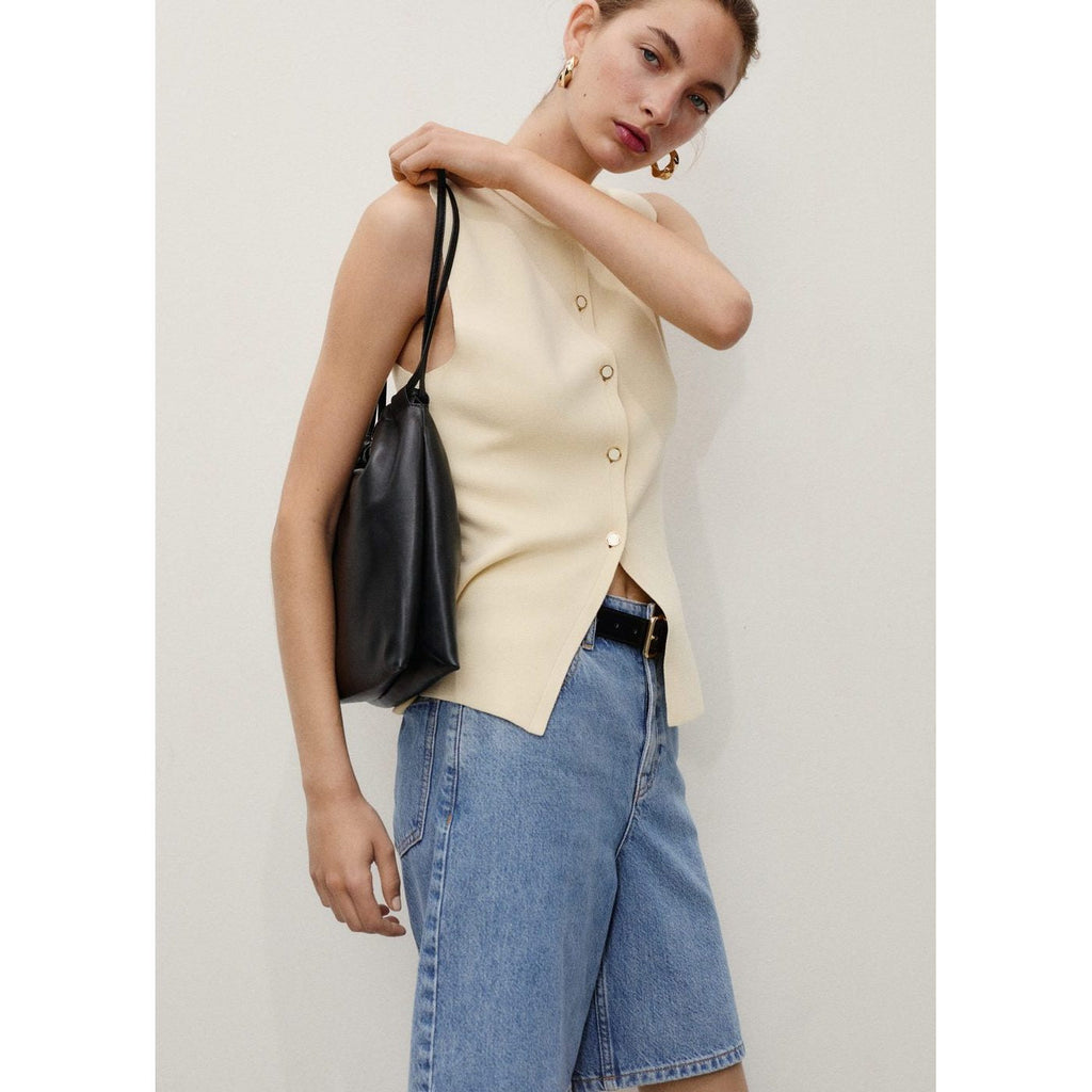 Bermuda En Jean Droit Taille Haute