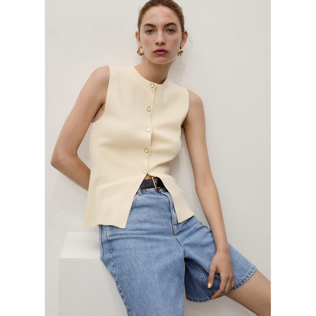 Bermuda En Jean Droit Taille Haute