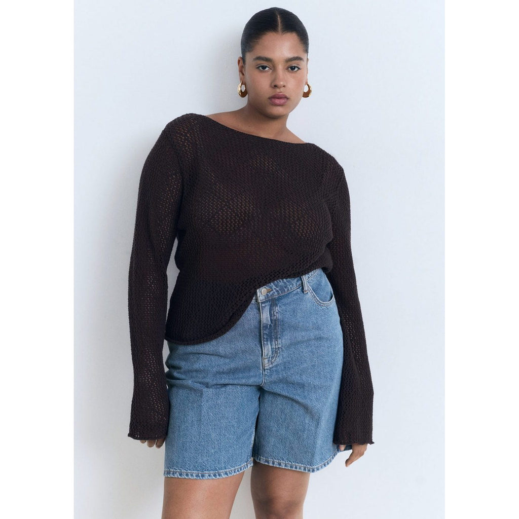 Bermuda En Jean Droit Taille Haute