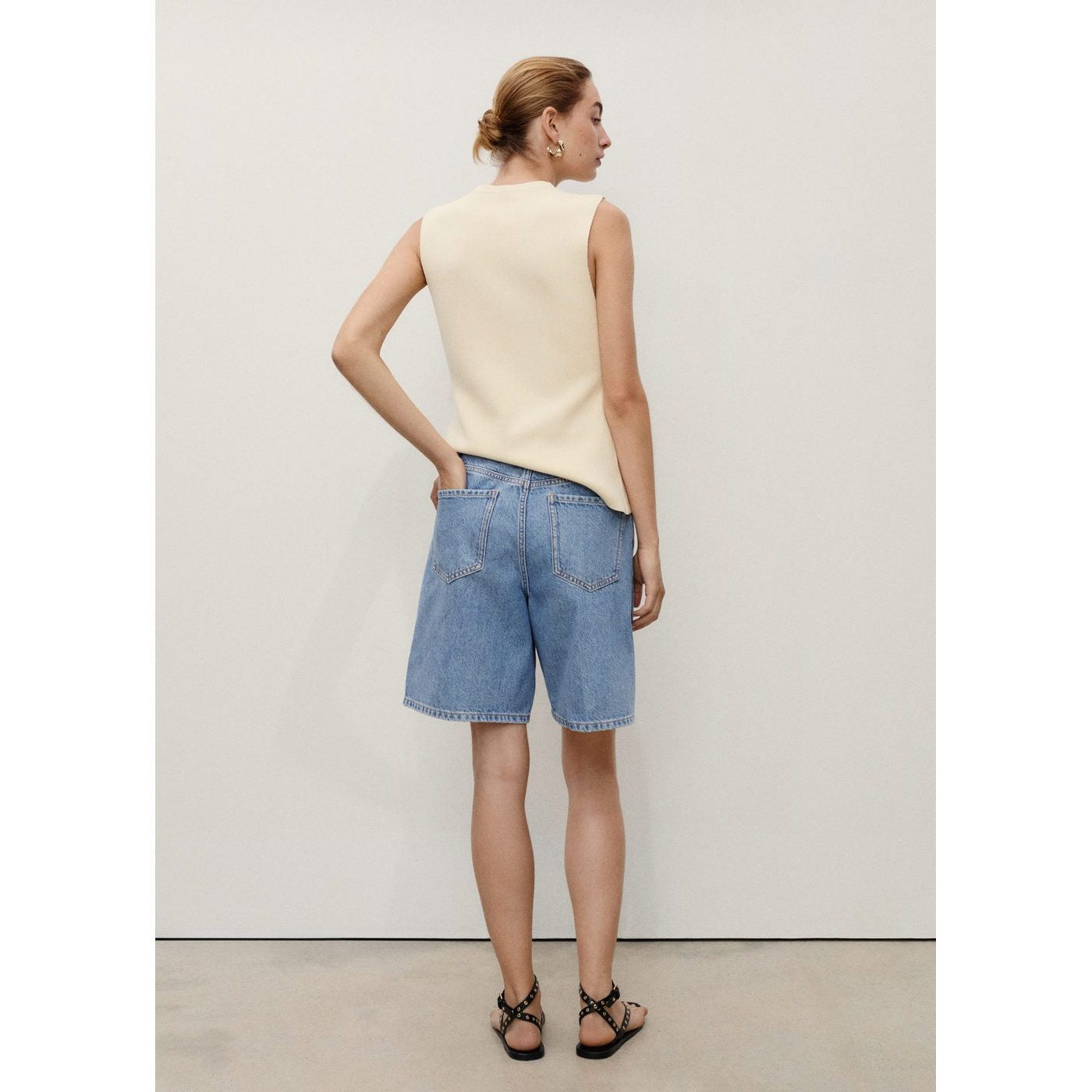 Bermuda En Jean Droit Taille Haute