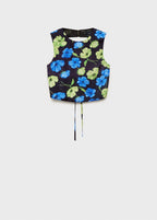 Blouse Courte À Fleurs Dos Nu