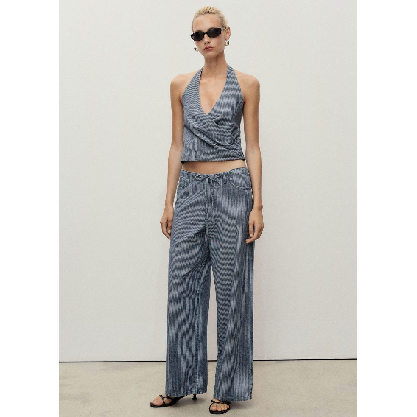 Pantalón Denim Wide Leg Cinturón