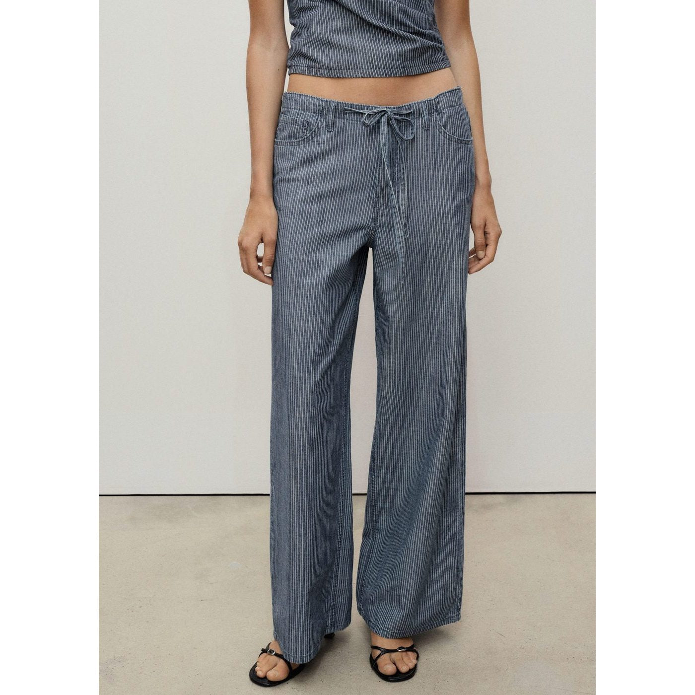 Pantalón Denim Wide Leg Cinturón
