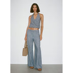 Pantalón Denim Wide Leg Cinturón