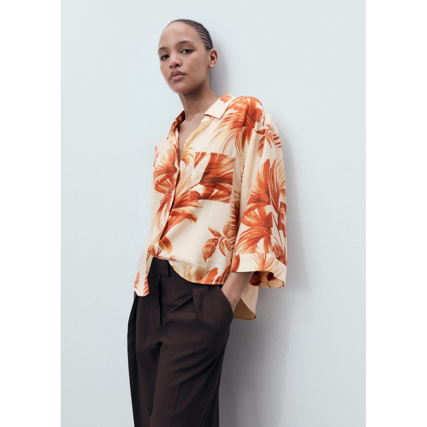 Chemise Palmier Manches Trois Quarts