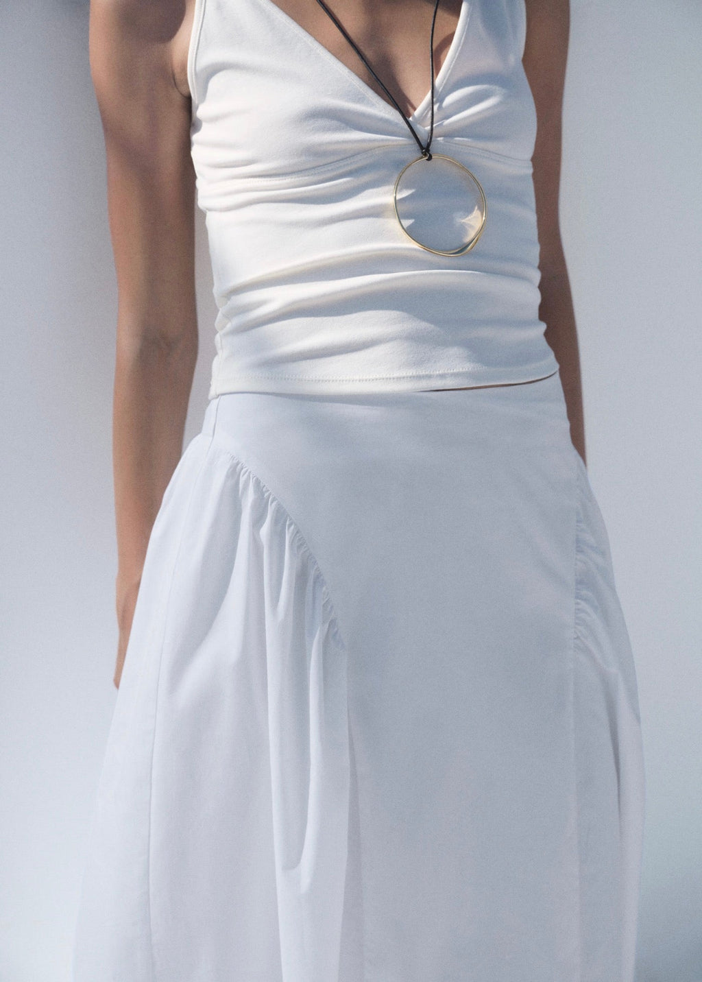Jupe Midi Coton À Fronces