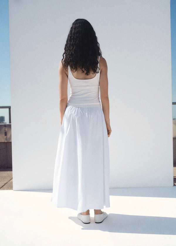 Jupe Midi Coton À Fronces