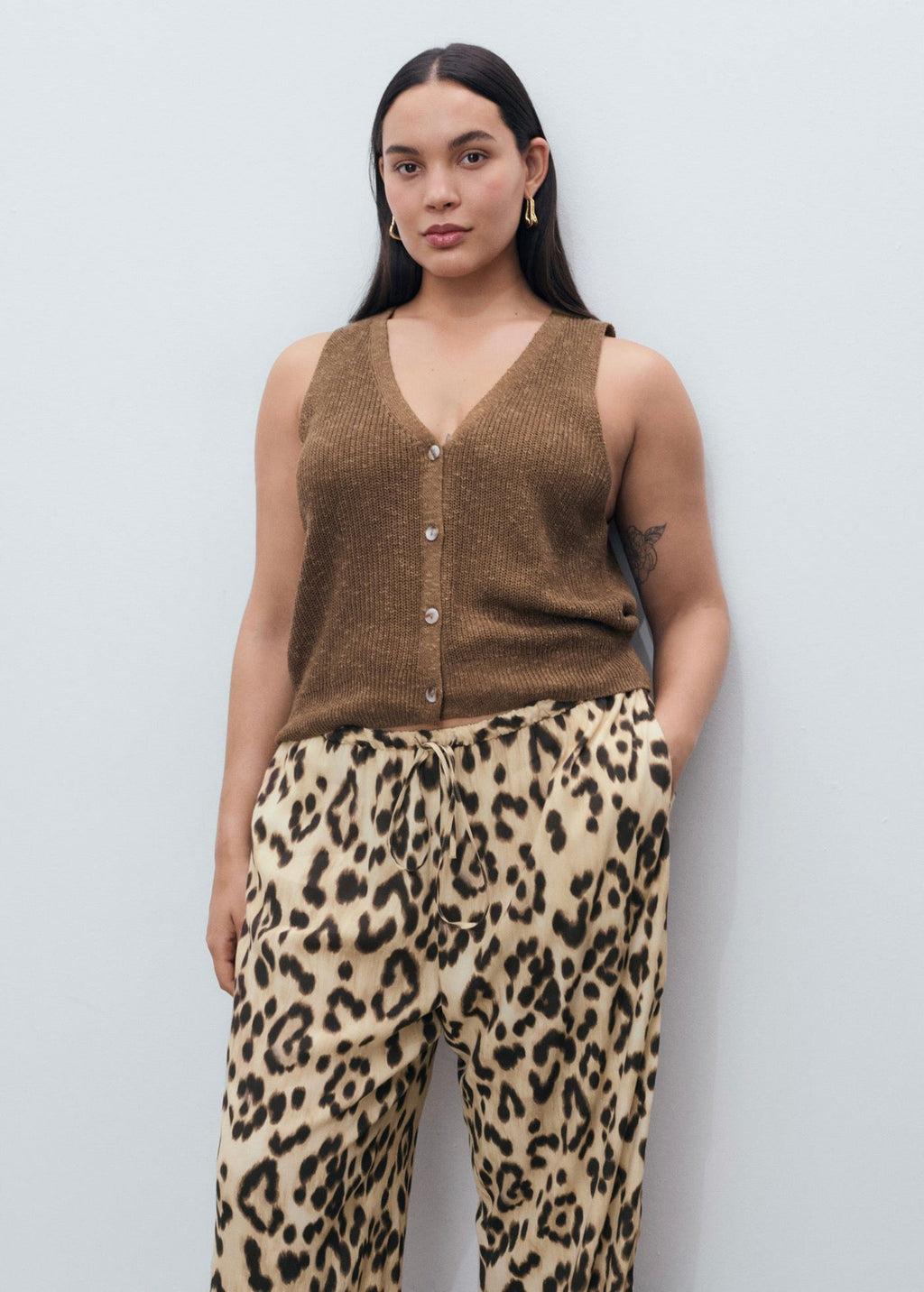 Pantalon Droit Léopard