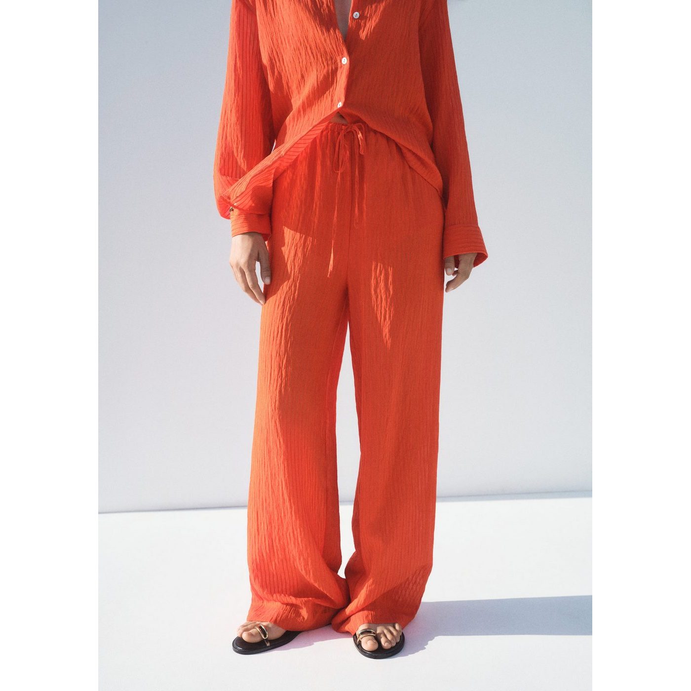 Pantalon Droit Effet Froissé