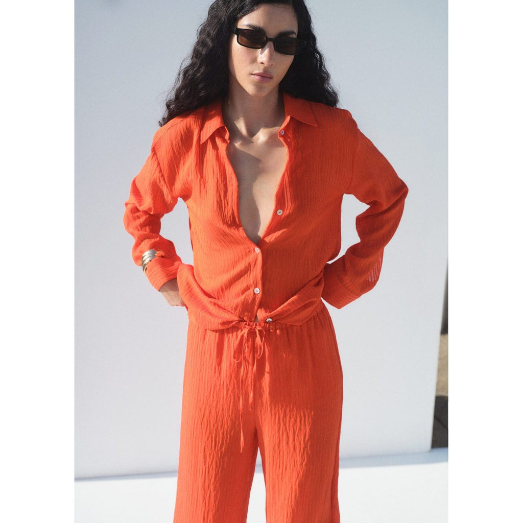 Pantalon Droit Effet Froissé