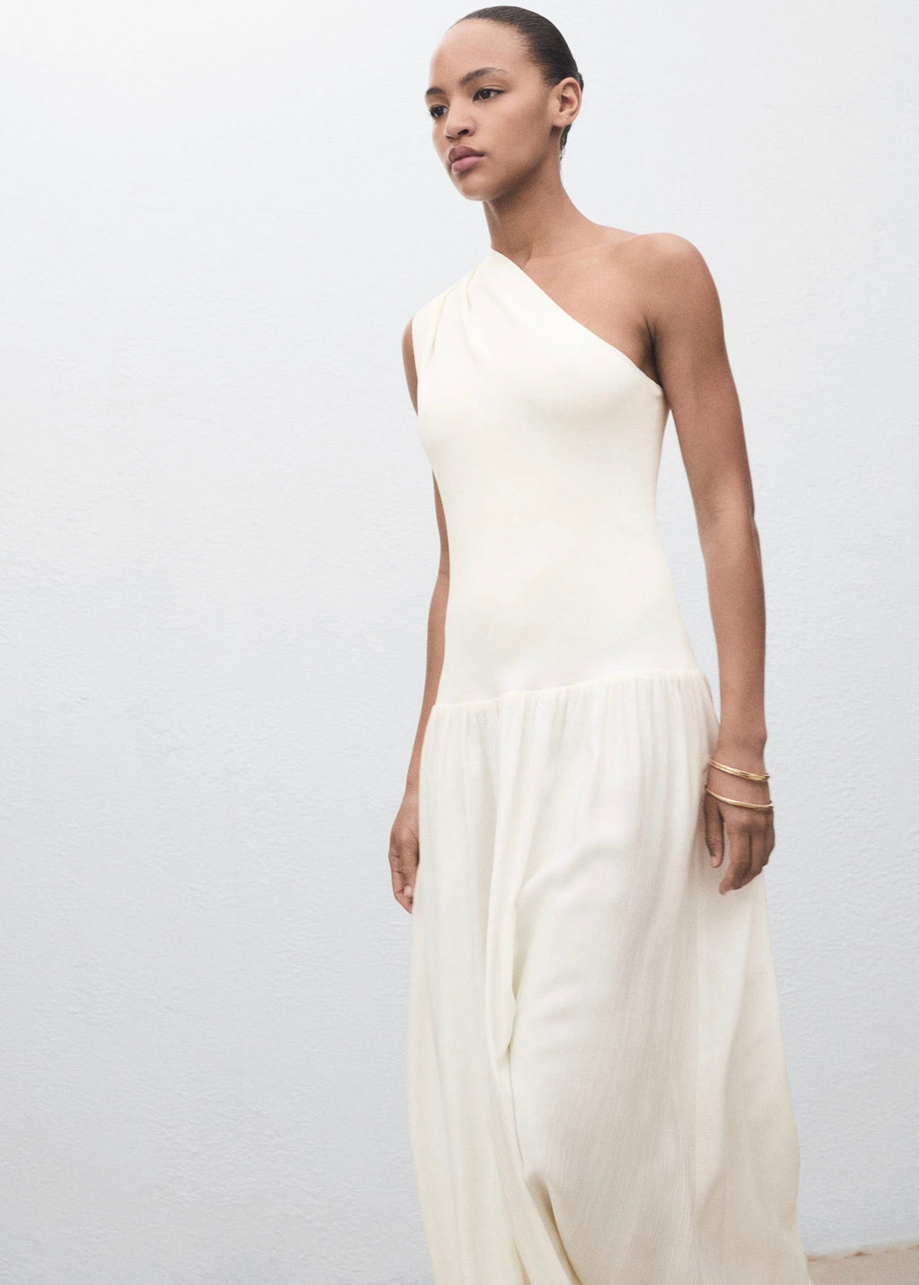 Robe Tissu Combiné Asymétrique
