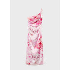 Robe Satinée Asymétrique À Fleurs