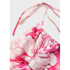 Robe Satinée Asymétrique À Fleurs