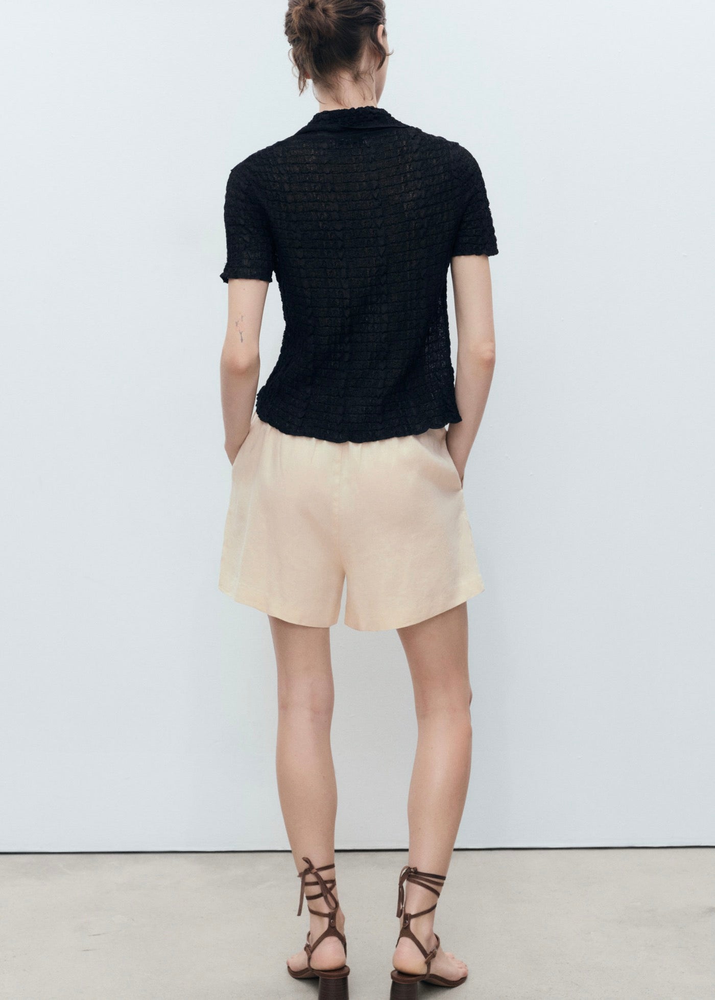 Short Droit Lin Avec Cordon