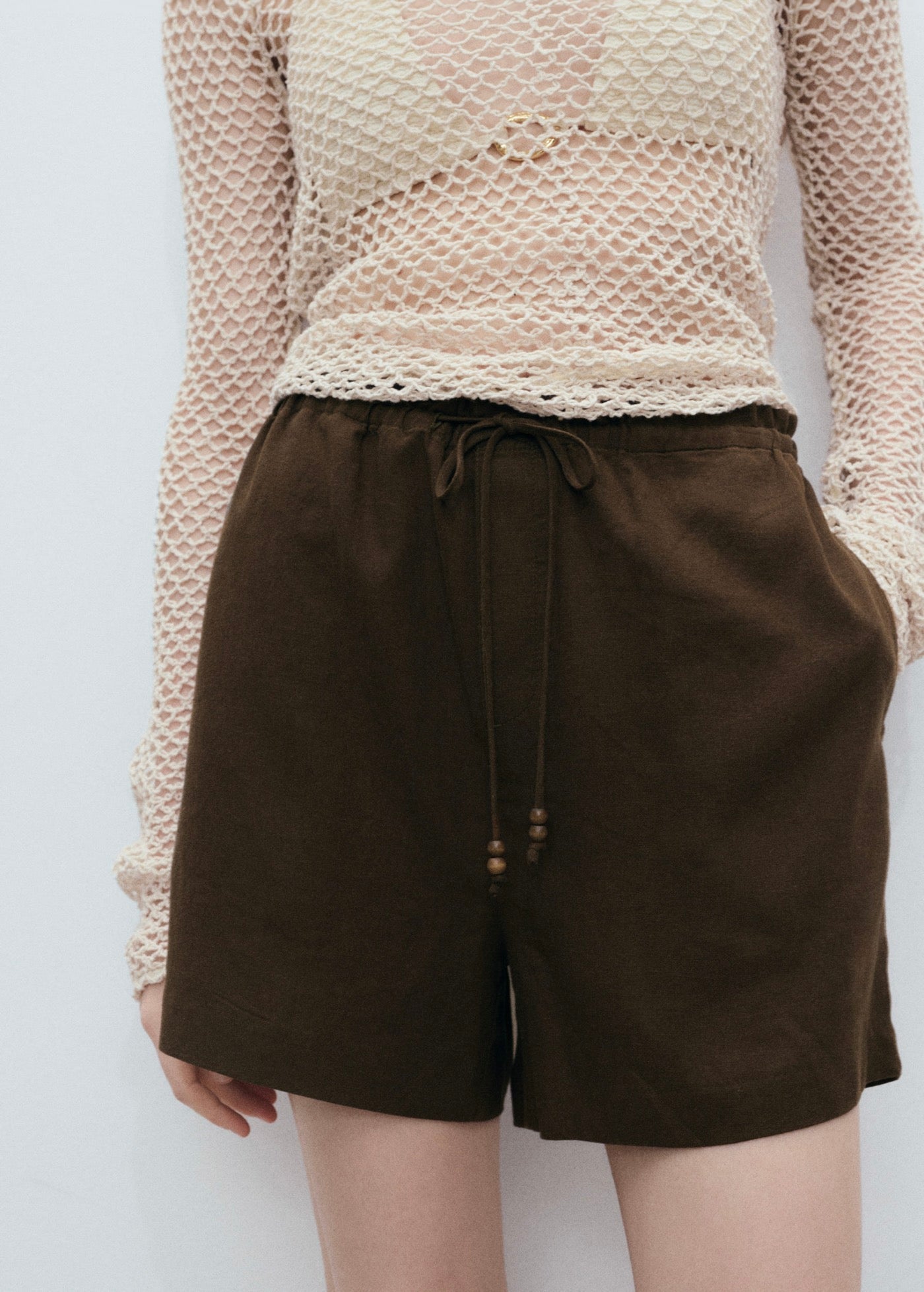Short Droit Lin Avec Cordon