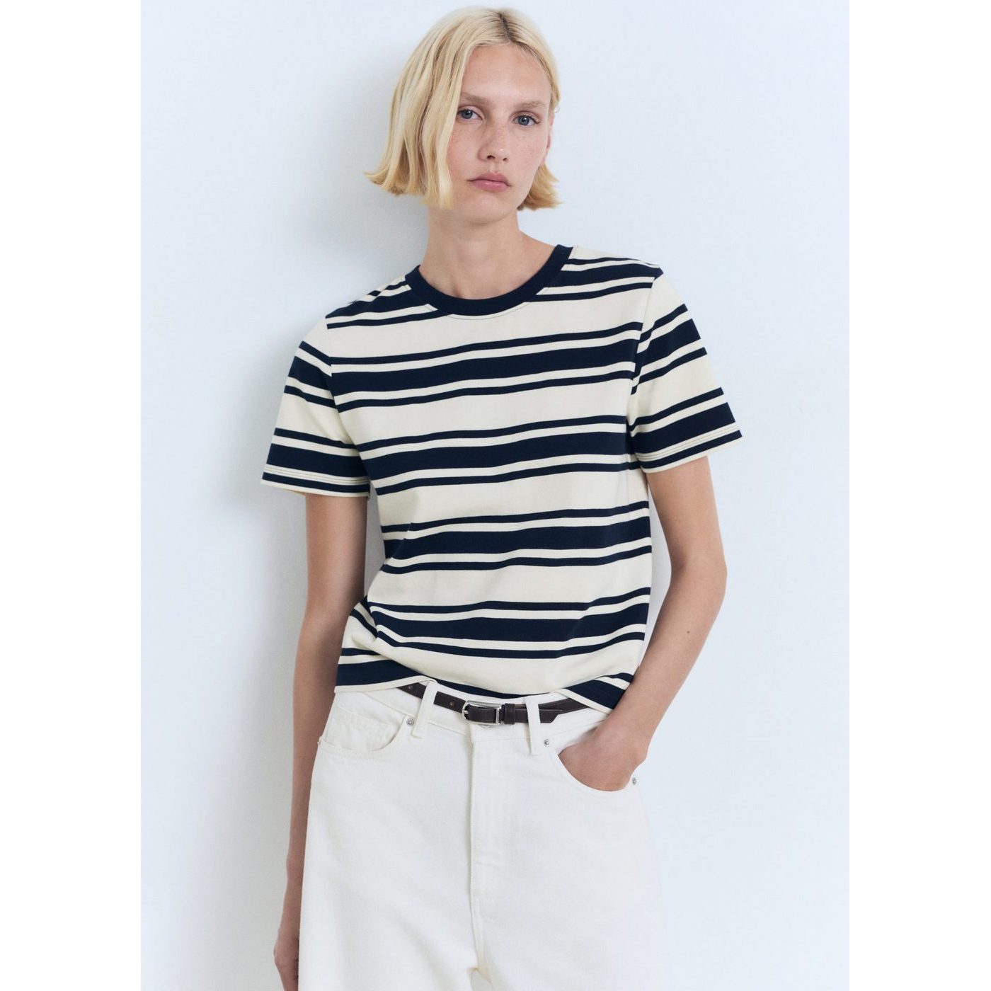 T-Shirt Coton Col Contrastant