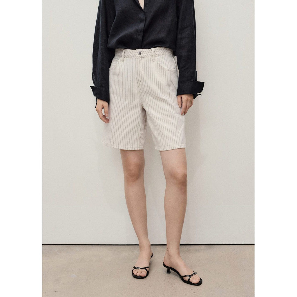 Bermuda En Jean Droit Taille Haute
