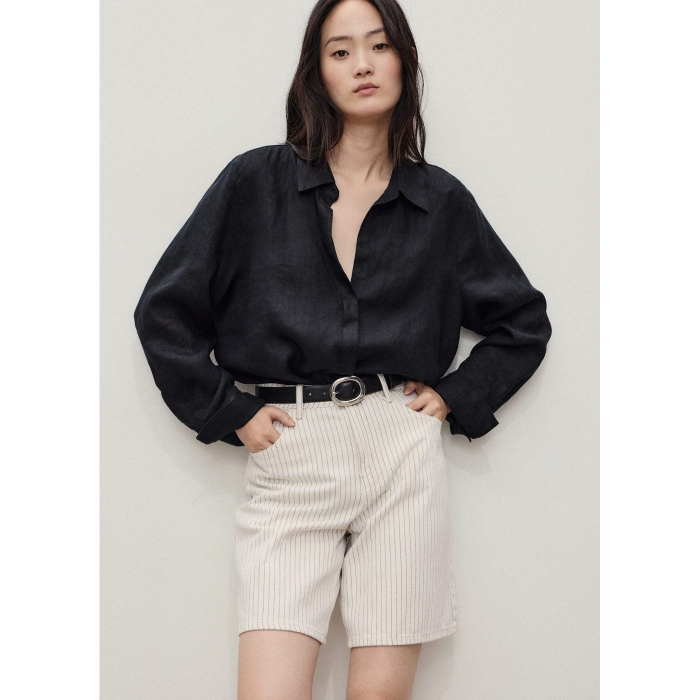 Bermuda En Jean Droit Taille Haute