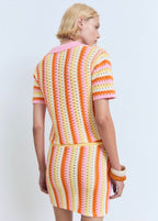 Pull En Crochet À Rayures Bicolores