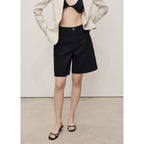 Bermuda En Jean Droit Taille Haute