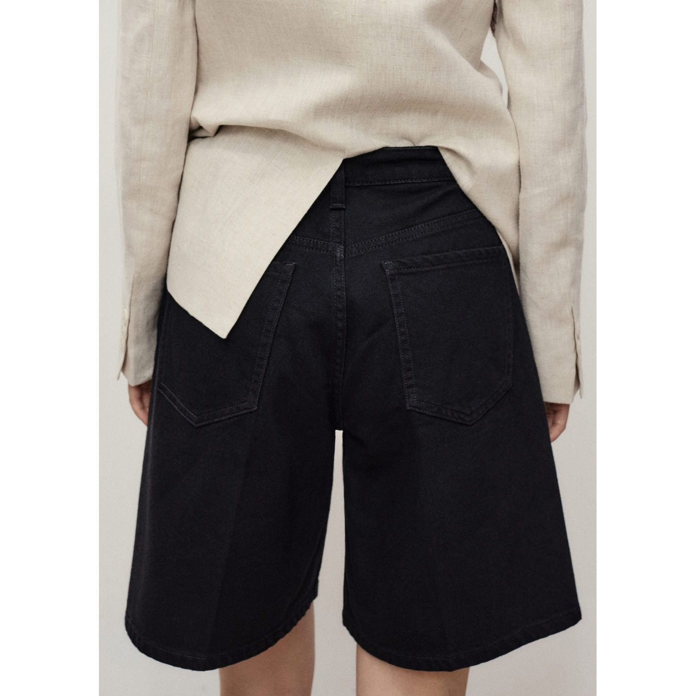 Bermuda En Jean Droit Taille Haute