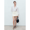Jupe Short En Denim Avec Double Ceinture
