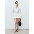 Jupe Short En Denim Avec Double Ceinture