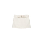 Jupe Short En Denim Avec Double Ceinture