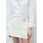 Jupe Short En Denim Avec Double Ceinture