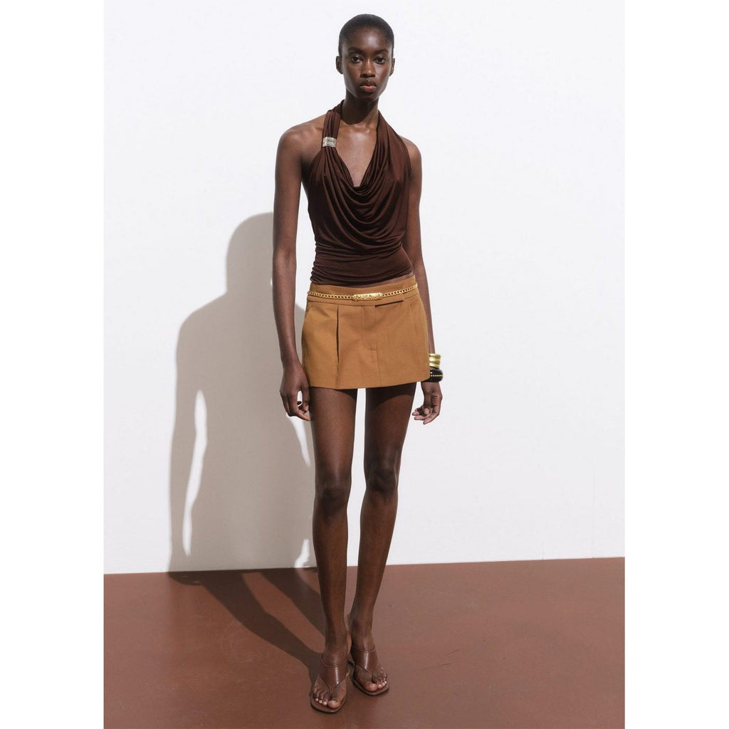 Mini Jupe Short À Plis Plats