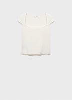 T-Shirt En Coton Décolleté Plongeant