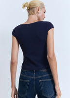 T-Shirt En Coton Décolleté Plongeant