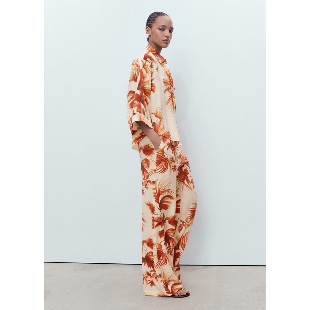 Pantalon Droit Imprimé Palmier