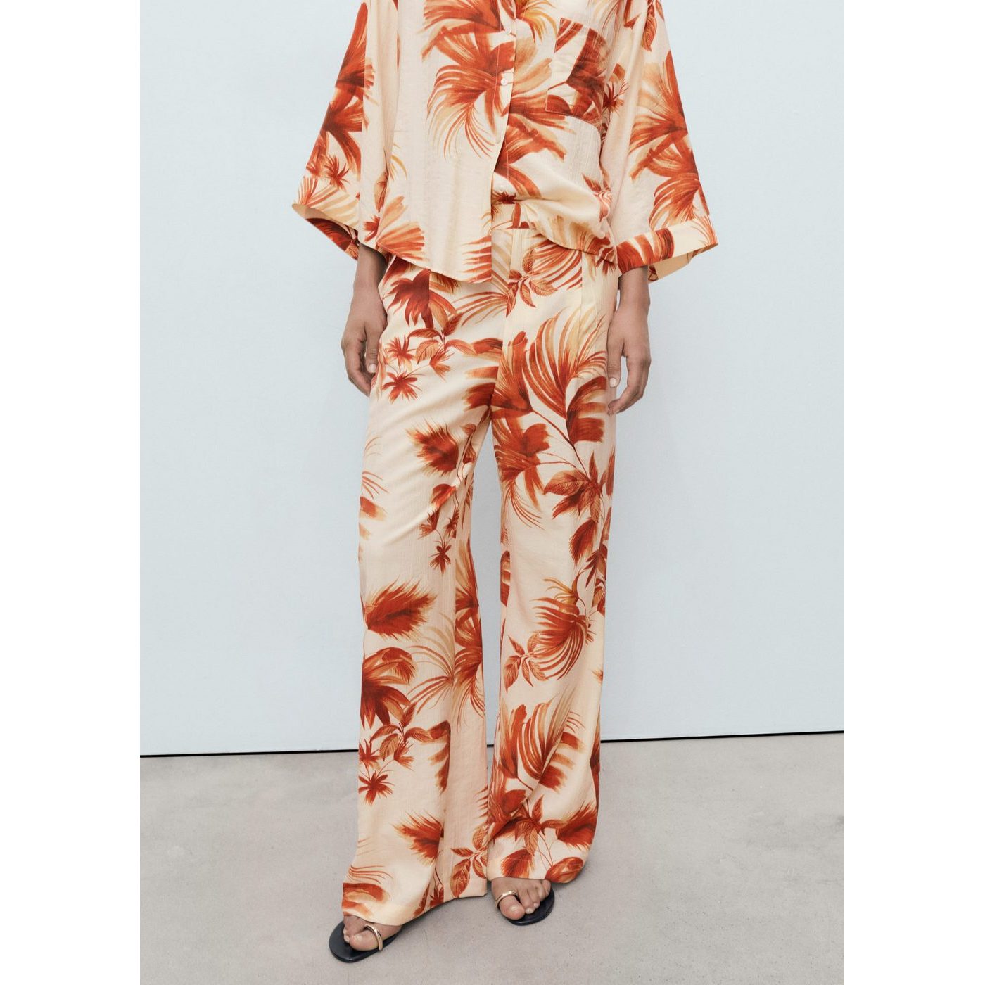 Pantalon Droit Imprimé Palmier