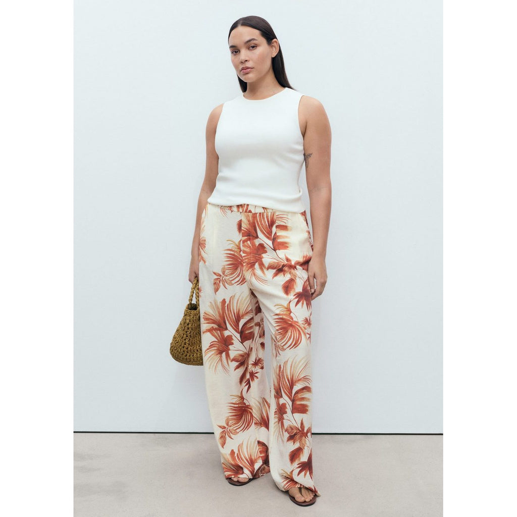 Pantalon Droit Imprimé Palmier