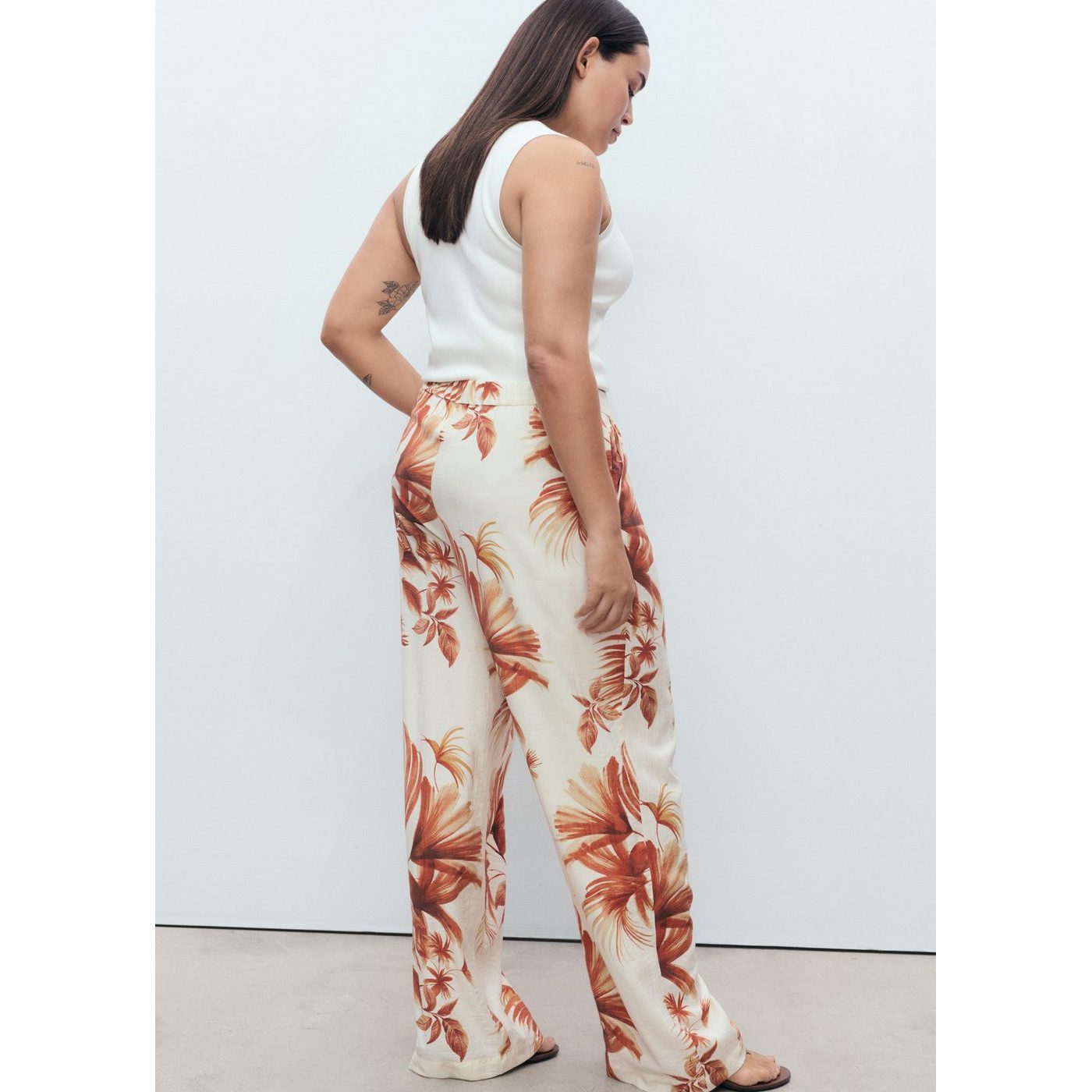 Pantalon Droit Imprimé Palmier