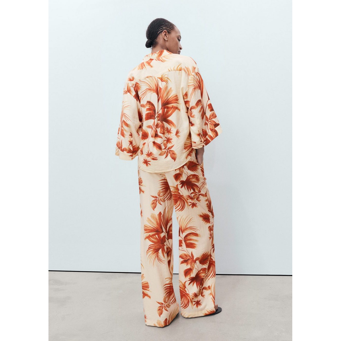 Pantalon Droit Imprimé Palmier