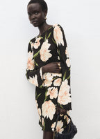 Robe Manches Évasées Imprimé Floral