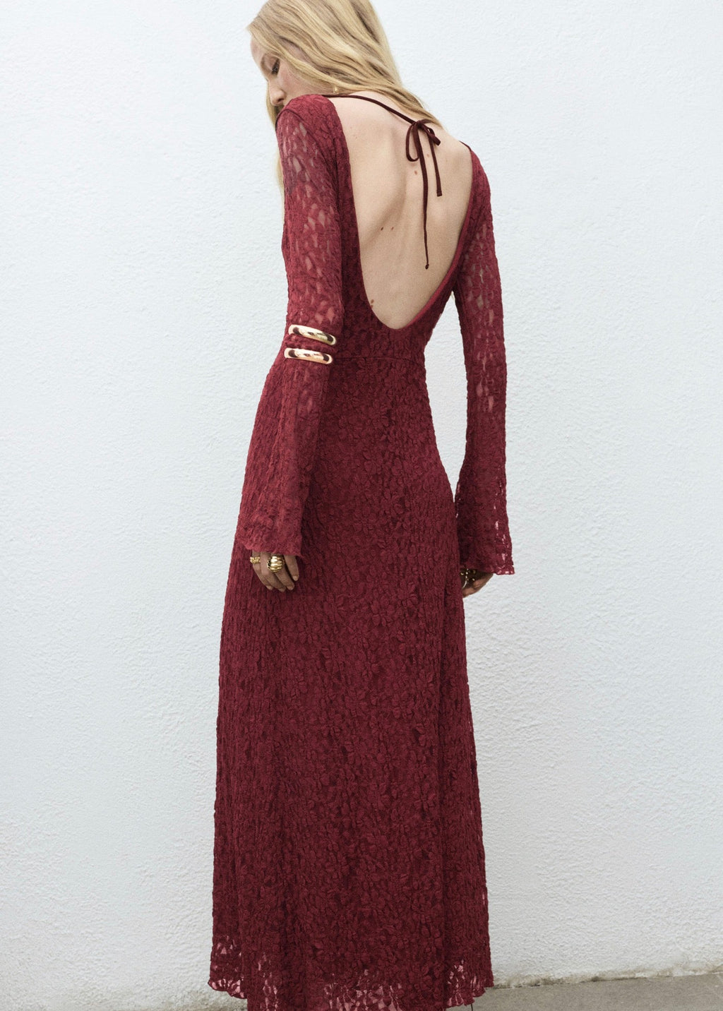 Robe Dentelle Manches Évasées