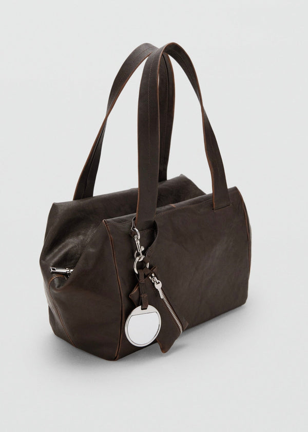 Sac Bandoulière Moyen En Cuir Avec Breloques