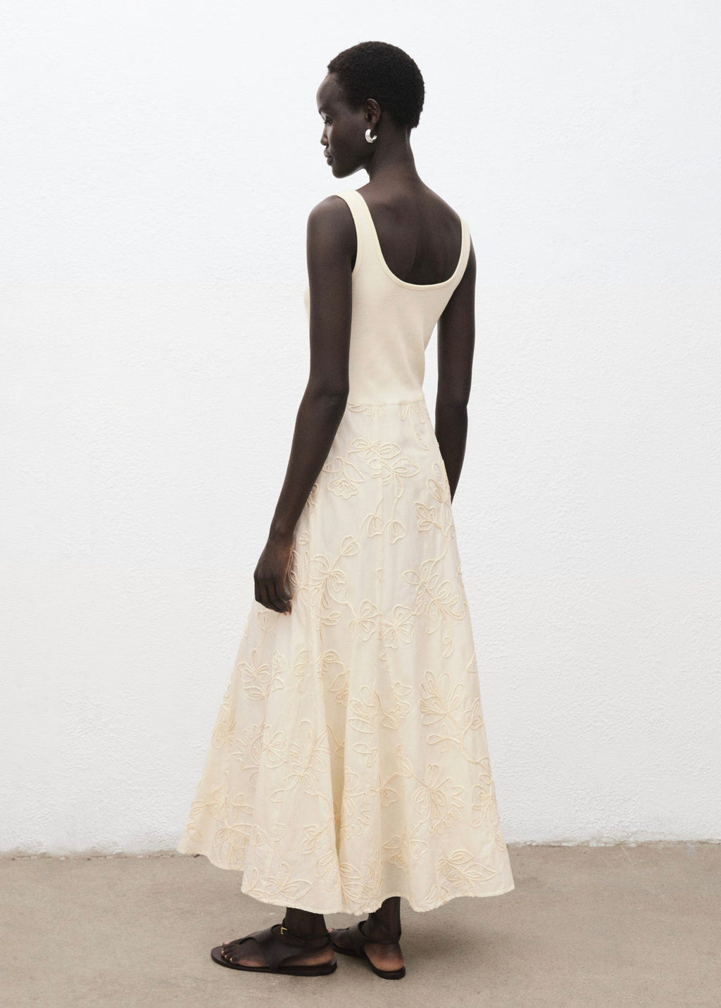 Robe Combinée Broderie À Fleurs