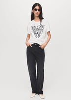 T-Shirt Coton Broderie À Fleurs