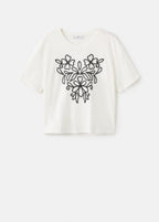 T-Shirt Coton Broderie À Fleurs