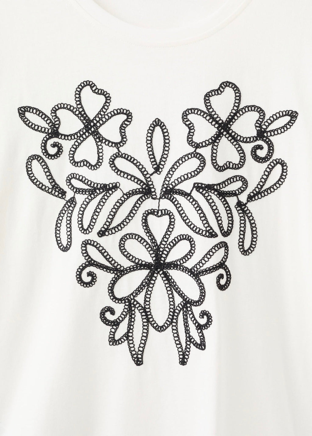 T-Shirt Coton Broderie À Fleurs