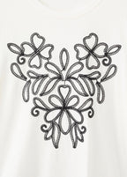 T-Shirt Coton Broderie À Fleurs