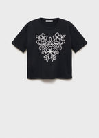 T-Shirt Coton Broderie À Fleurs