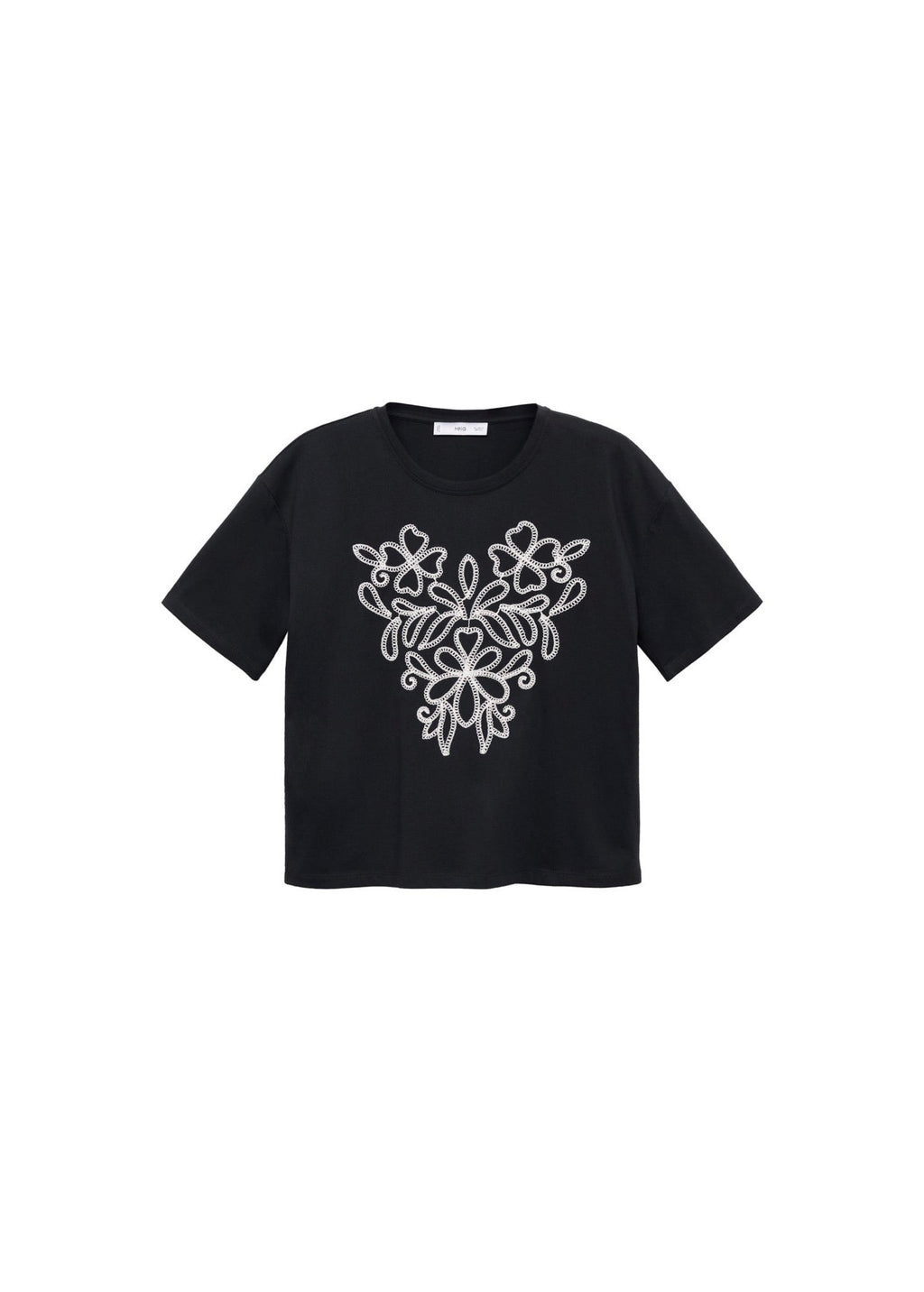 T-Shirt Coton Broderie À Fleurs