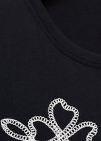T-Shirt Coton Broderie À Fleurs